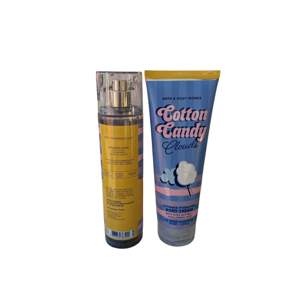 Rare Bath & Body Works Women's  Cotton Candy 2pcs Bundle Mist & Cream - Picture 3 of 3